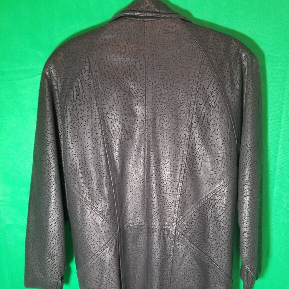 Gino Di Giorgio by Comint Coat Black Leather Texture 80s 90s Lined Size Small - Picture 3 of 8